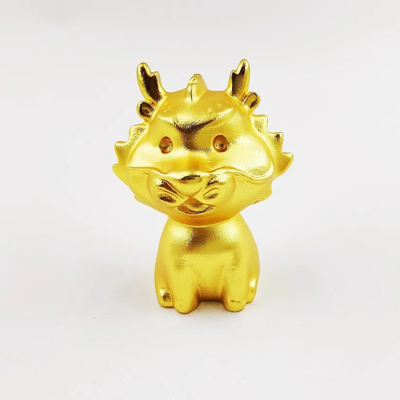 Escultura de cobre de animal del zodiaco chino, decoración del hogar, dragón del zodiaco chino, color dorado