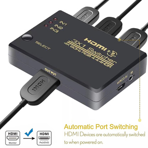 Interruptor HDMI 3x1 de alta calidad, convertidor divisor DE Control IR, 4K60Hz, HDCP 2,2, 3 puertos, conmutación automática, hdmi - Product Image 2