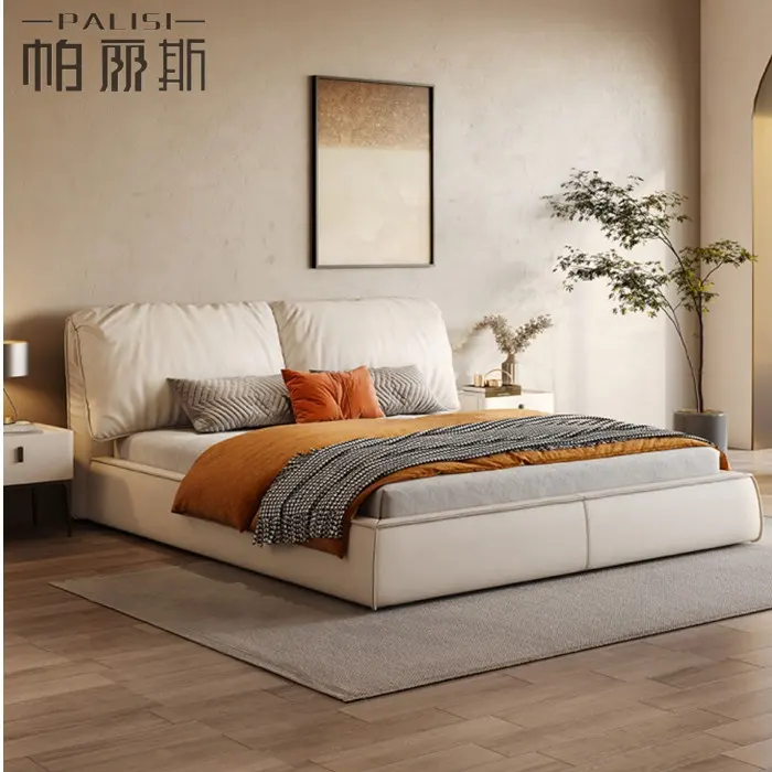 Baxter cama de couro genuíno design itália, cama de alta qualidade, fabricante minimalista, cama de designer, feita na china