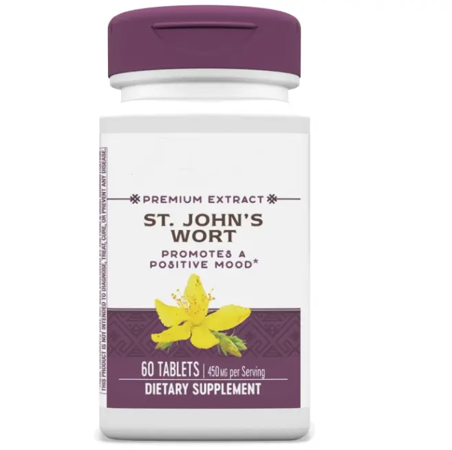 St John's Wort herbal extract - Supports Brain Function, Stress Relief, Energy, Mood - Vegan