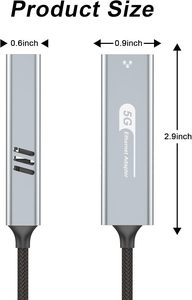 2 in 1 tip c ve USB a 3.1 RJ45 adaptör tipi C ağ dönüştürücü Windows 10/11 Mac OS için, iPhone 16 15 Pro Max iPad için - Product Image 2