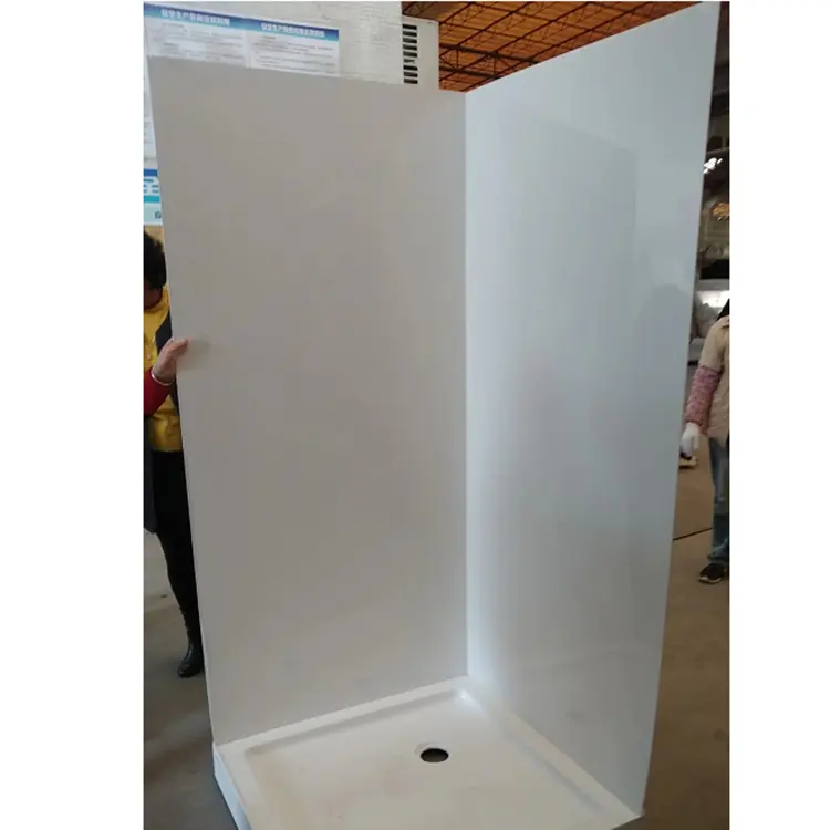 Kits de contour de douche en acrylique blanc au design moderne KMRY Bain Douche Murale Panneaux arrière dans la salle de douche