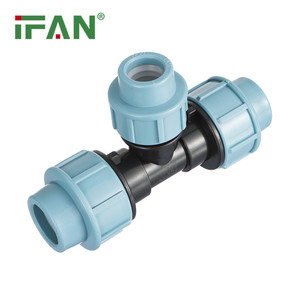 Ifan ที่มีคุณภาพสูงอุปกรณ์ท่อ HDPE สีฟ้าอ่อน20-110มม PP การบีบอัดอุปกรณ์ AS/NZS ข้อต่อท่อ HDPE 4130 - Product Image 1