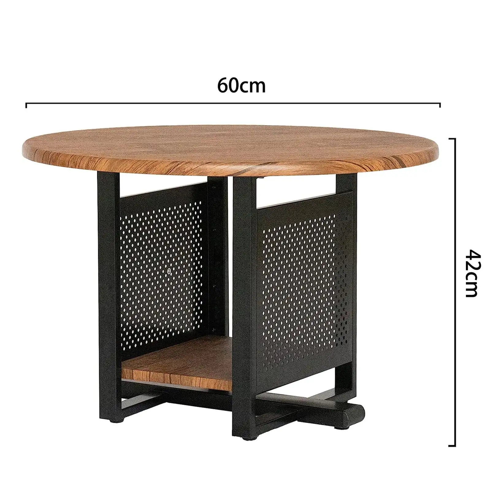 Table ronde en bois en gros 2 étages, design de style pastoral, l'espace de stockage suivant est une application multi-scènes semi-fermée