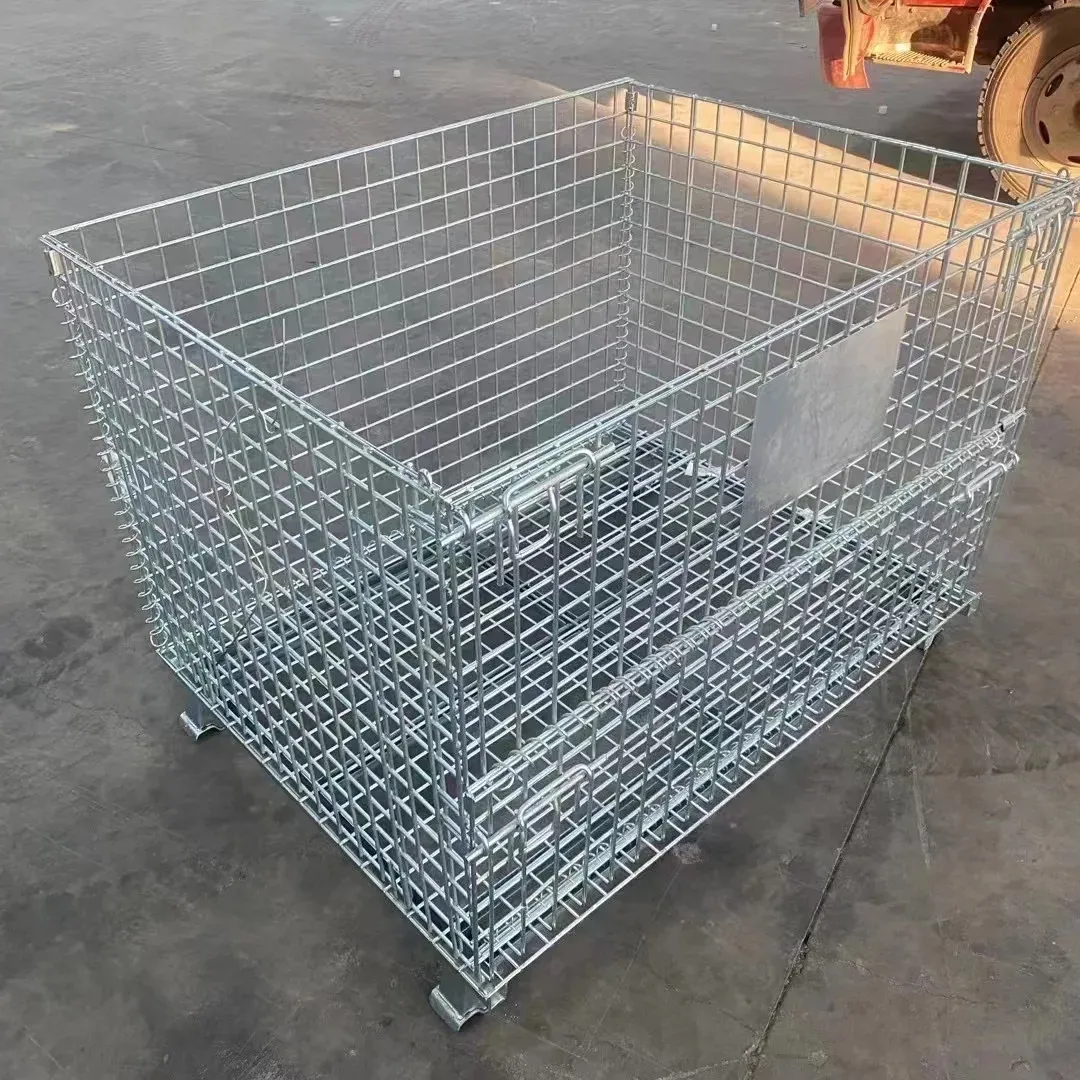 Movable galvanized iron frame Folding wheeled storage cage Express sorting cage Wire Container