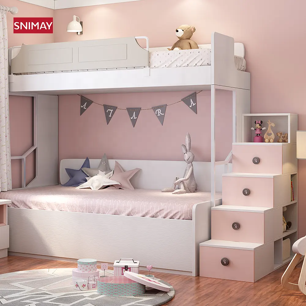 Novo Design Crianças Cama De Beliche de Madeira Loft Cama Das Crianças Para Meninas