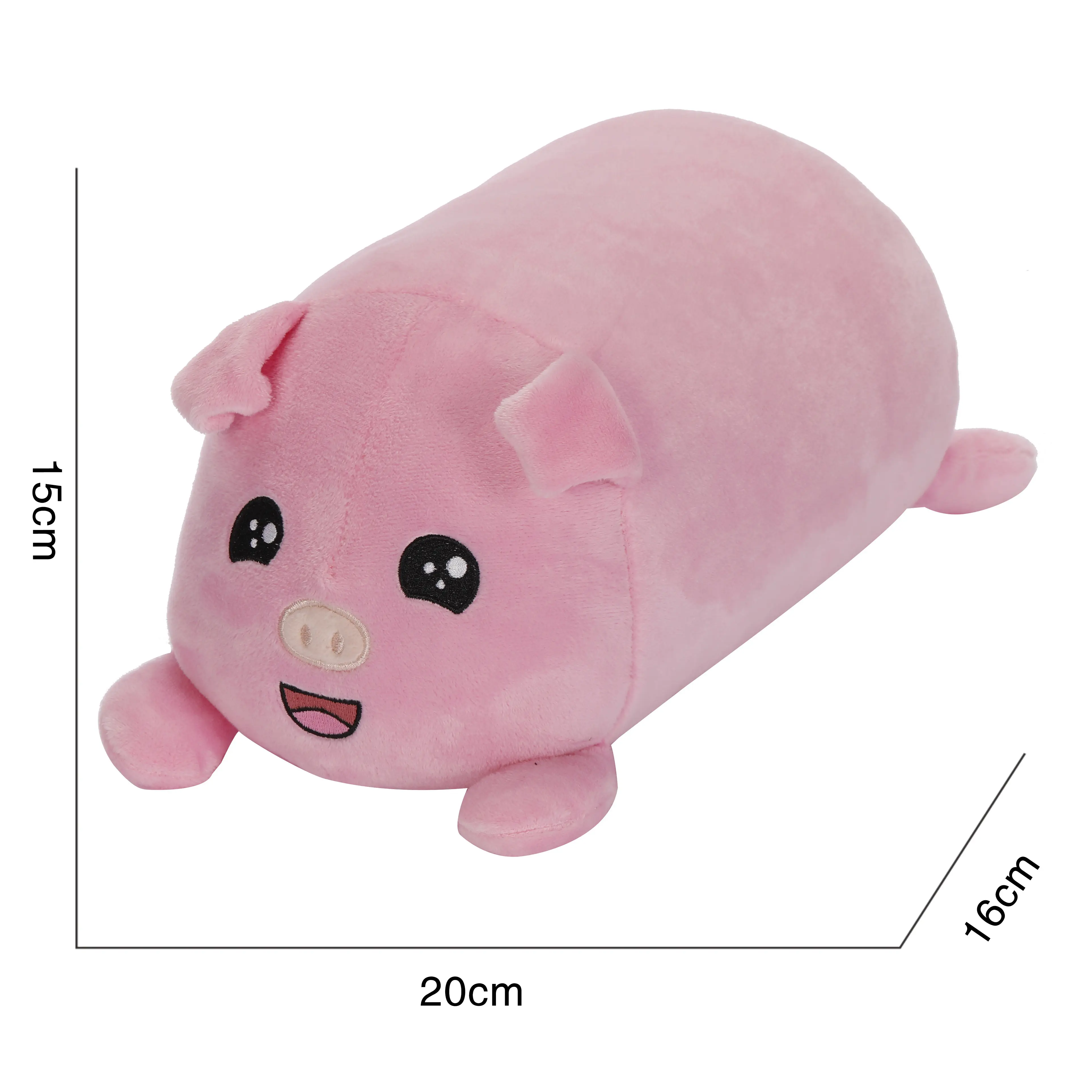 Almohada de tubo largo con forma de cerdo de dibujos animados Rosa almohada de animal de felpa