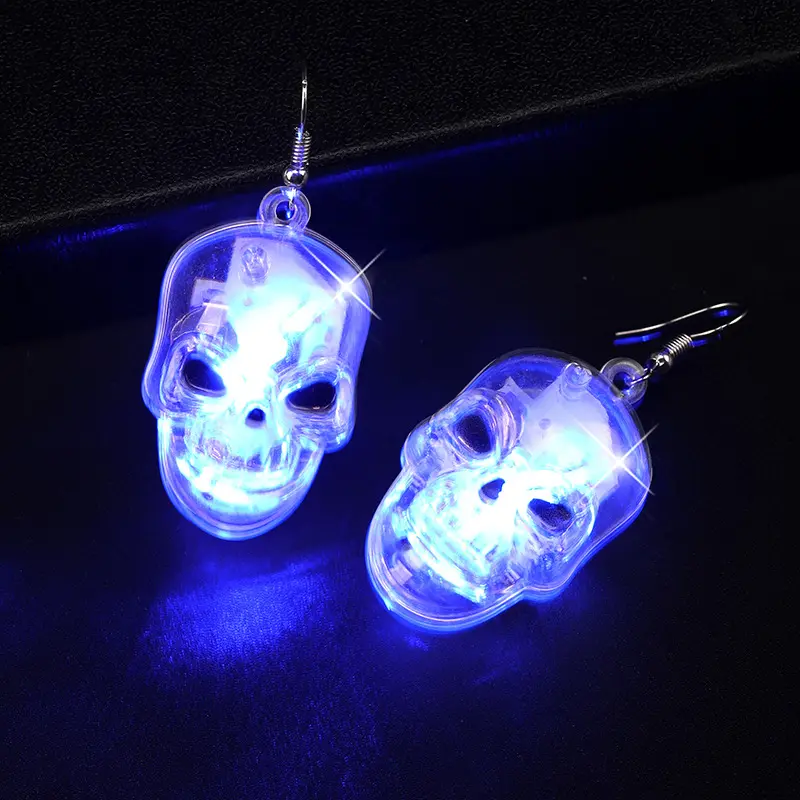 2023 bijoux de fête pas percé résine crâne boucles d'oreilles Clip femmes lumière LED acrylique citrouille boucles d'oreilles pour Halloween