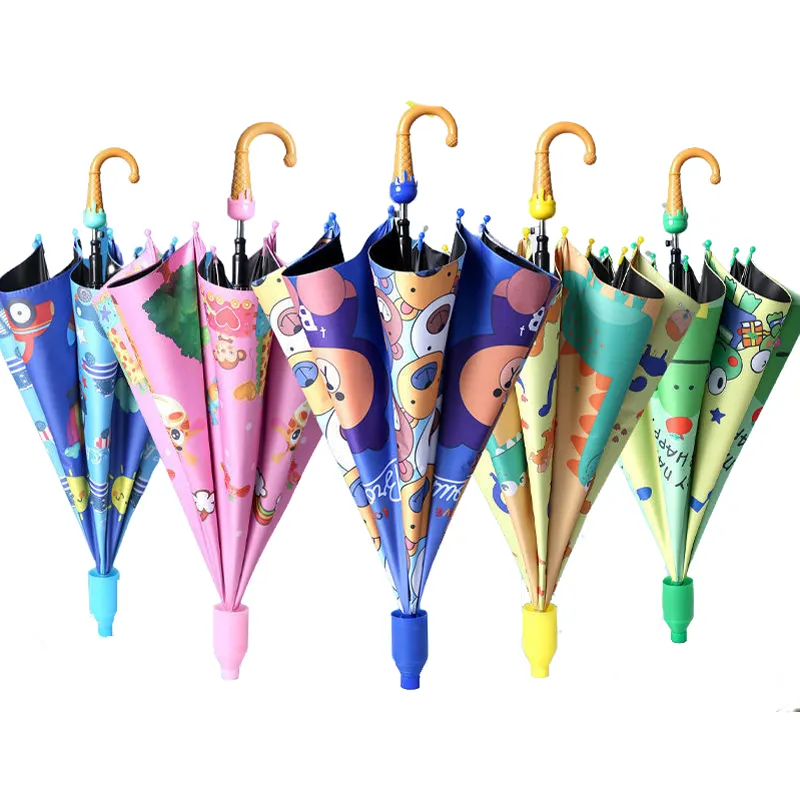 Guarda-chuva para crianças, venda no atacado de fábrica, guarda-chuva fofo de desenho animado personalizado de impressão de animal, pequeno design, para estudantes escolares, automóveis