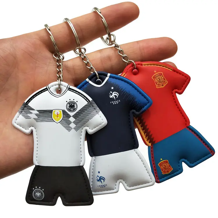 Wholesale Hot Sale Spain Portugal Italy Brazil Argentina France Pressed Cotton Jersey Keychain Football Small Gift Pendant