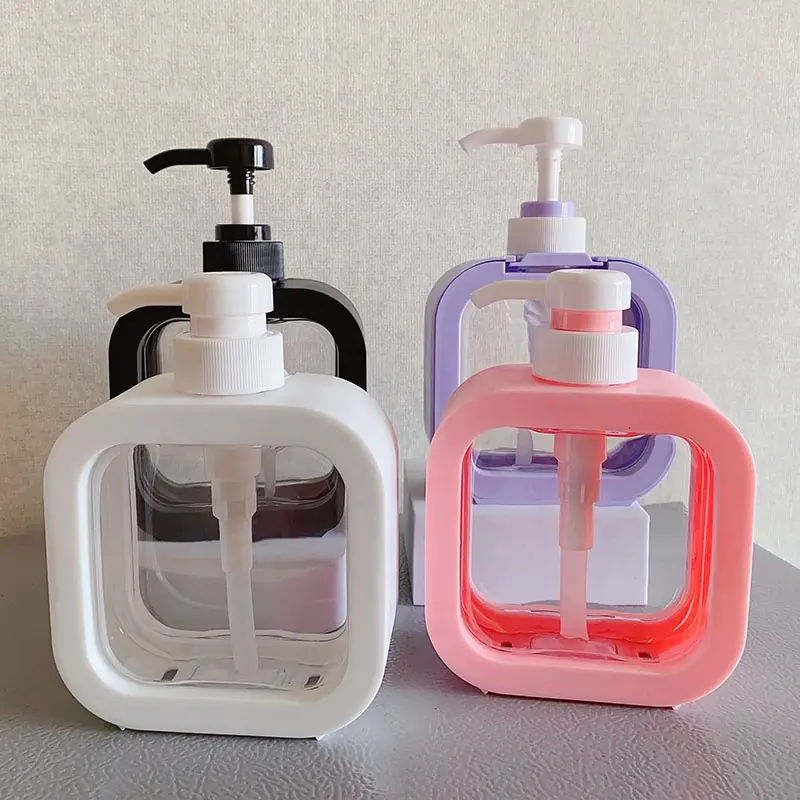 LZ paketi 300ml 10oz plastik doldurulabilir mor pembe pompa vücut losyonu şişesi özel etiket duş jeli şampuan temizleyici ambalaj