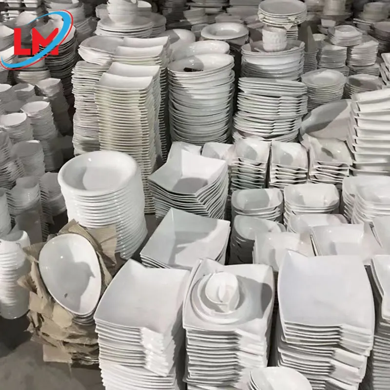 Assiettes et bols en céramique, stock d'usine, vaisselle en porcelaine blanche, vaisselle pour hôtel, vaisselle en vente directe