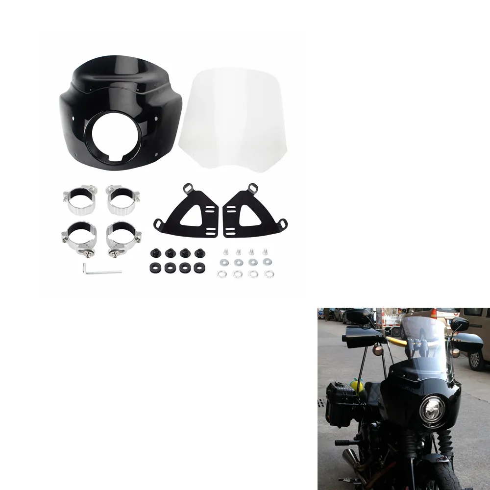 Cubierta de Carenado de Luz Delantera para Motocicleta, Parabrisas de 15 Pulgadas para Harley Dyna Super Glide Custom EFI-FXDC 2007-2008