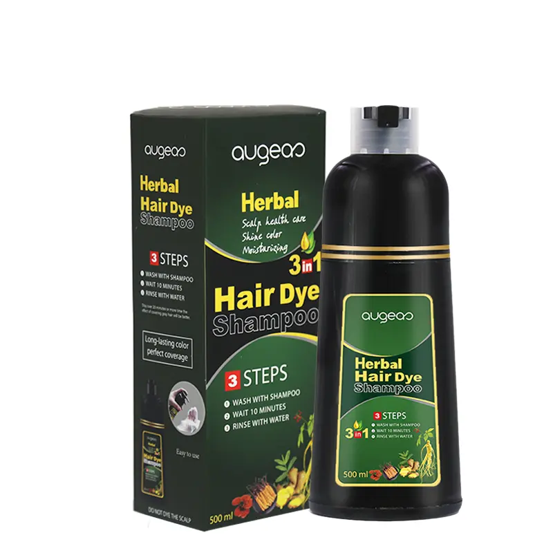 Бренд Augeas Тайланд OEM Перманентная моющаяся продукция от производителя мужской натуральный цвет черная краска шампунь краска для волос для седых волос