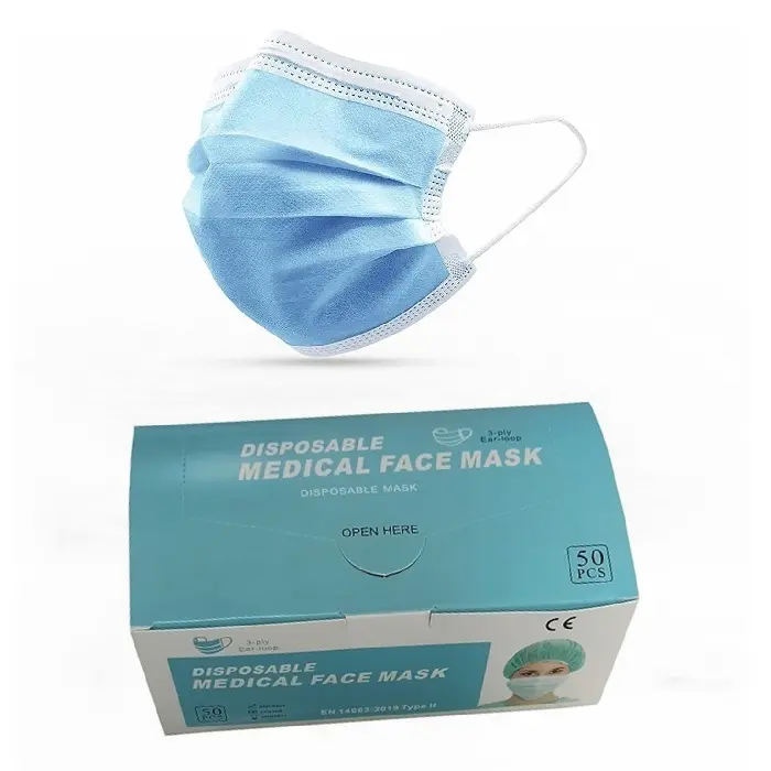 EN14683 Standaard Geweven Wegwerp 3 Ply Medische Gezichtsmasker Astm Niveau 2 Chirurgisch Type Masker Ziekenhuis Scrub Maskers