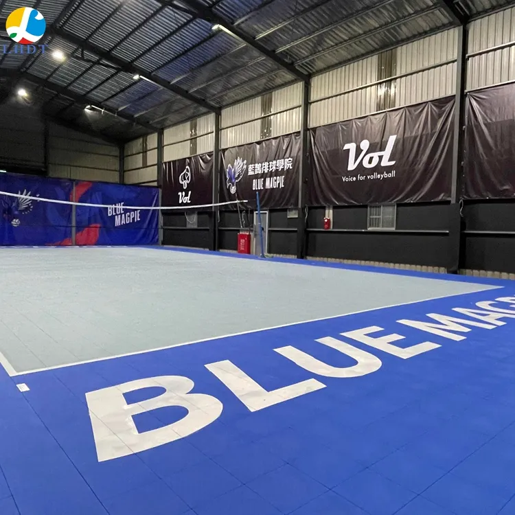 Linghan interlocking pp materials futsal court flooring energy portable antislip pp outdoor sports flooring for sale