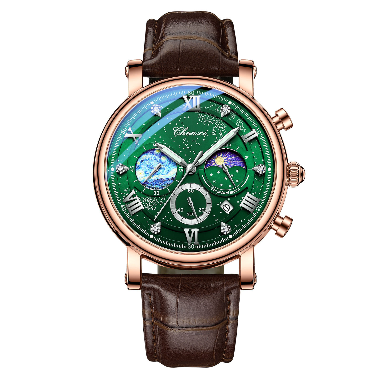 Green Rose gold Leather
