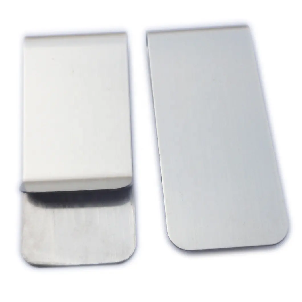 Personalizzato sublimazione logo in bianco in acciaio inox fermasoldi 50*20 custom cancelleria portacarte metallo sfuso a buon mercato fermasoldi