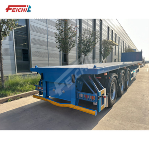 Capacidad de carga 40 toneladas Semirremolque de superficie plana de 3 ejes con guardabarros delantero Transporte de 40 pies Contenedor Semirremolque de superficie plana para la venta - Product Image 5