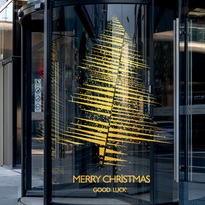 クリスマスデコレーションシーンレイアウト窓装飾ゴールドツリー窓ステッカー店窓静電ガラスドアステッカー
