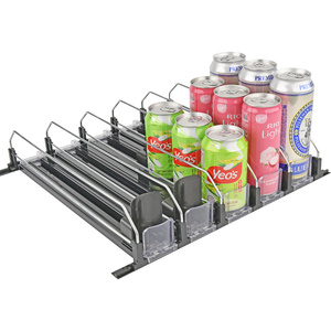 スーパーマーケットプラスチック自動冷蔵庫自動給餌用ボトル缶飲料飲料水ローラー滑車棚プッシャーシステム - Product Image 1