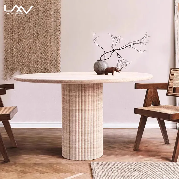 Mesa de comedor de diseño italiano moderno para cuatro personas con piedra de cueva natural, mesa de restaurante de diseño nórdico para sala de estar, Hotel, Villa