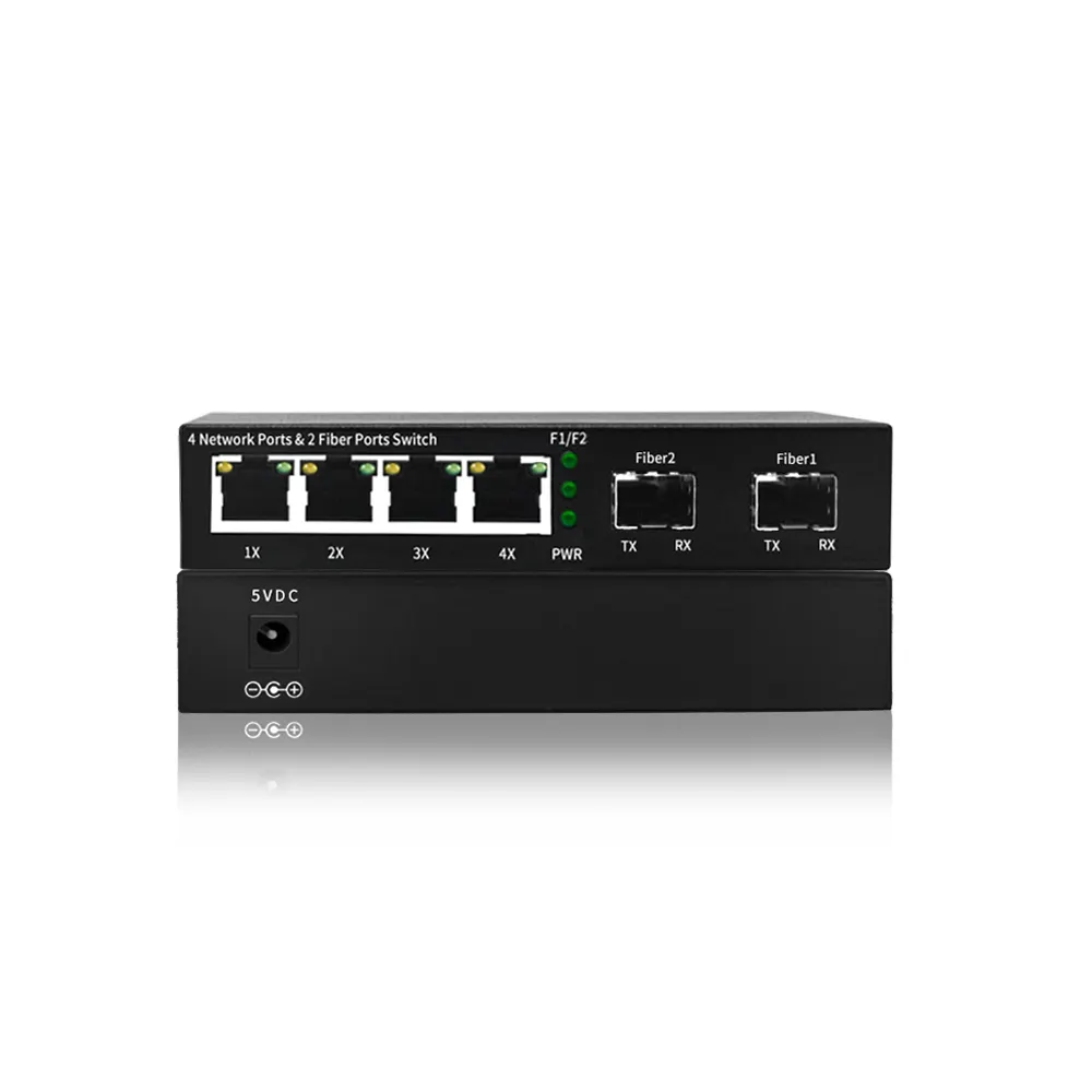 Convertisseur de média Gigabit 2 ports SFP 4 ports RJ45 POE fibre optique avec Port Fiber SFP convertisseur de média SFP/émetteur-récepteur Fiber