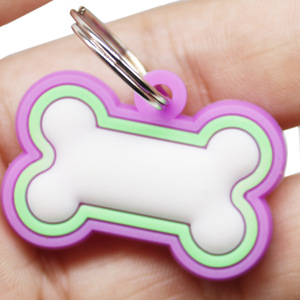 Thẻ Chó Bằng Silicon Mới Thẻ <span class=keywords><strong>ID</strong></span> Thú Cưng Hình Xương Mặt Dây Chuyền Thẻ Chó Bằng Silicon Dạ Quang Sáu Màu - Product Image 3
