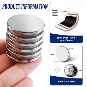 20-Pack 1.26 Inch Diameter <strong>Powerful</strong> Strong Permanent <strong>Rare</strong> Earth Ndfeb Magnet Double-Sided Adhesive Neodymium <strong>Disc</strong> for Fridge - Product Image 3
