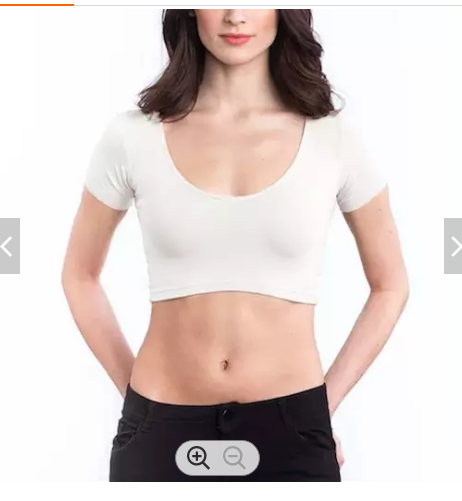 Top corto da donna bianco con scollo rotondo