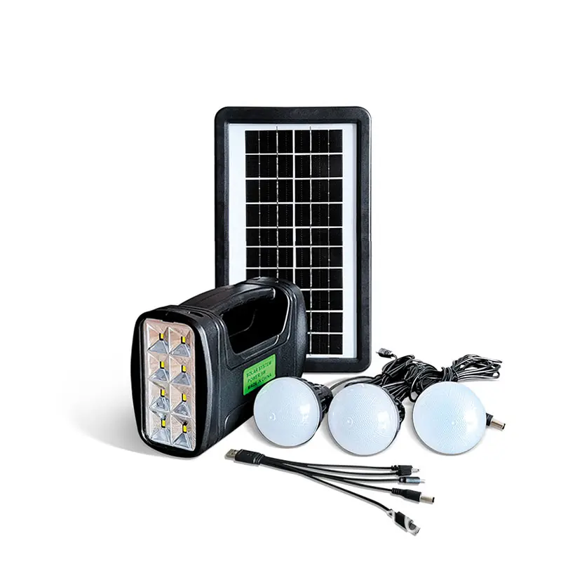 Handle portátil Sistema Painel Solar Kit Com Lâmpadas LED Lâmpada Interior Solar Exterior Home Lighting System