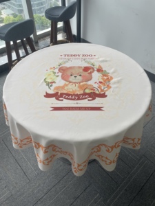 KEFEI Custom Fabric Customized Pattern <span class=keywords><strong>Round</strong></span> Tablecloth com Waterproof Lavável Table Cover