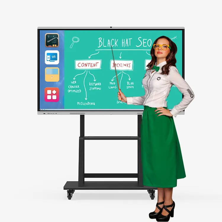 Tablero de escritura de vidrio HDFocus para sala de clase Digital, paneles interactivos, LCD, aprendizaje en línea, tablero inteligente de 86 pulgadas