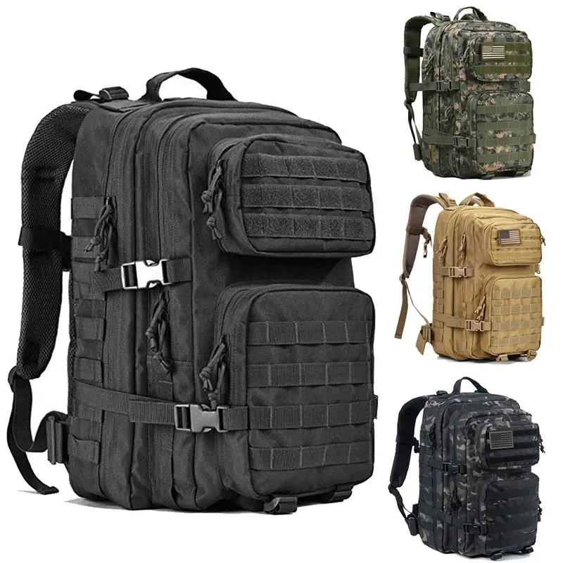 Mochila táctica de camuflaje para exteriores, bolsa de 45l, para senderismo, camping, trekking, montaña