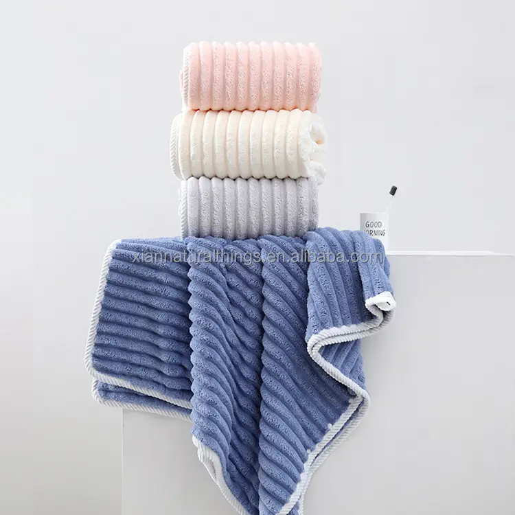 Nouvelle serviette de bain à rayures en polaire corail peignoir à capuche cape respirante absorbante