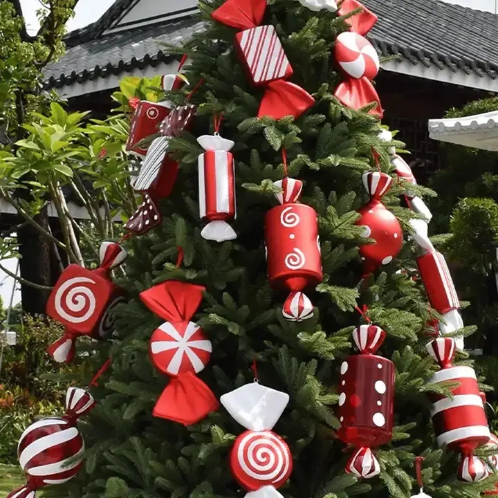 Nouveautés Décoration de jardin Décorations de Noël Arbre de Noël Ornements de bonbons de Noël suspendus