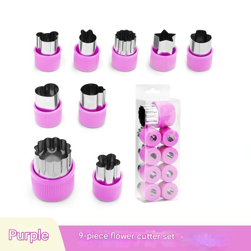 Conjunto morado de 9 piezas.