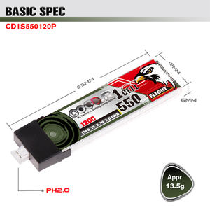 CODDAR RC LiPo pil 1S 550MAH 3.7V 120C sert çanta PH2.0 FPV Mini DroneHappy modeli Mobula6 Mobula7 gegeprc Cinewhoop - Product Image 2