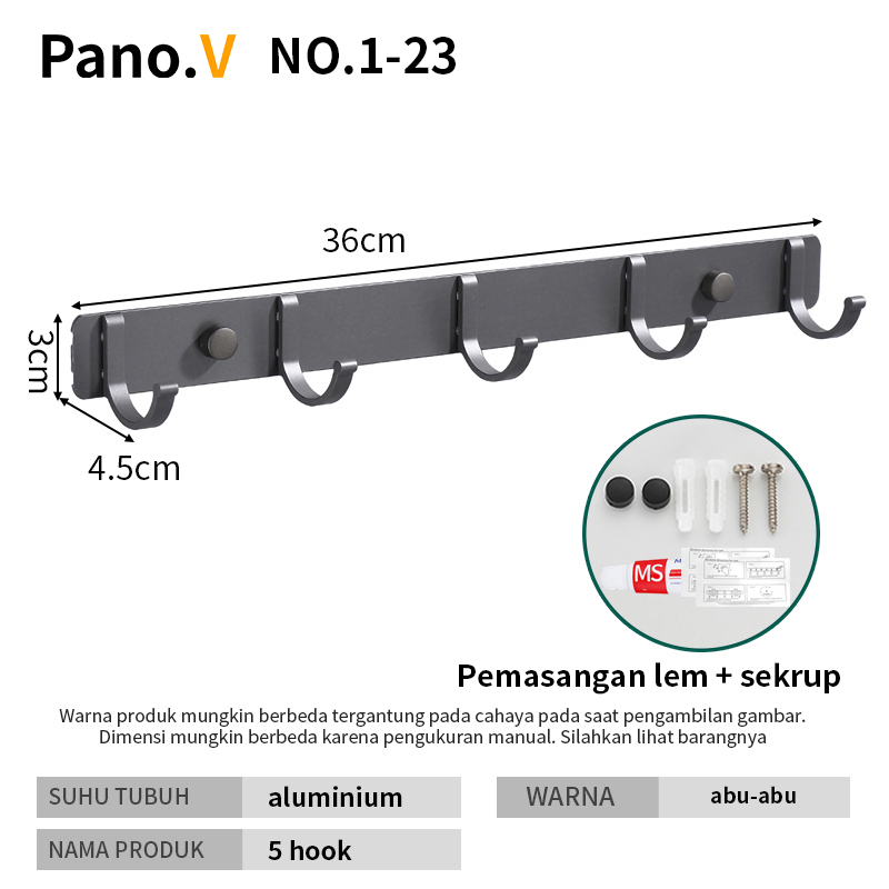 NO.1-23 Grey 5 hooks