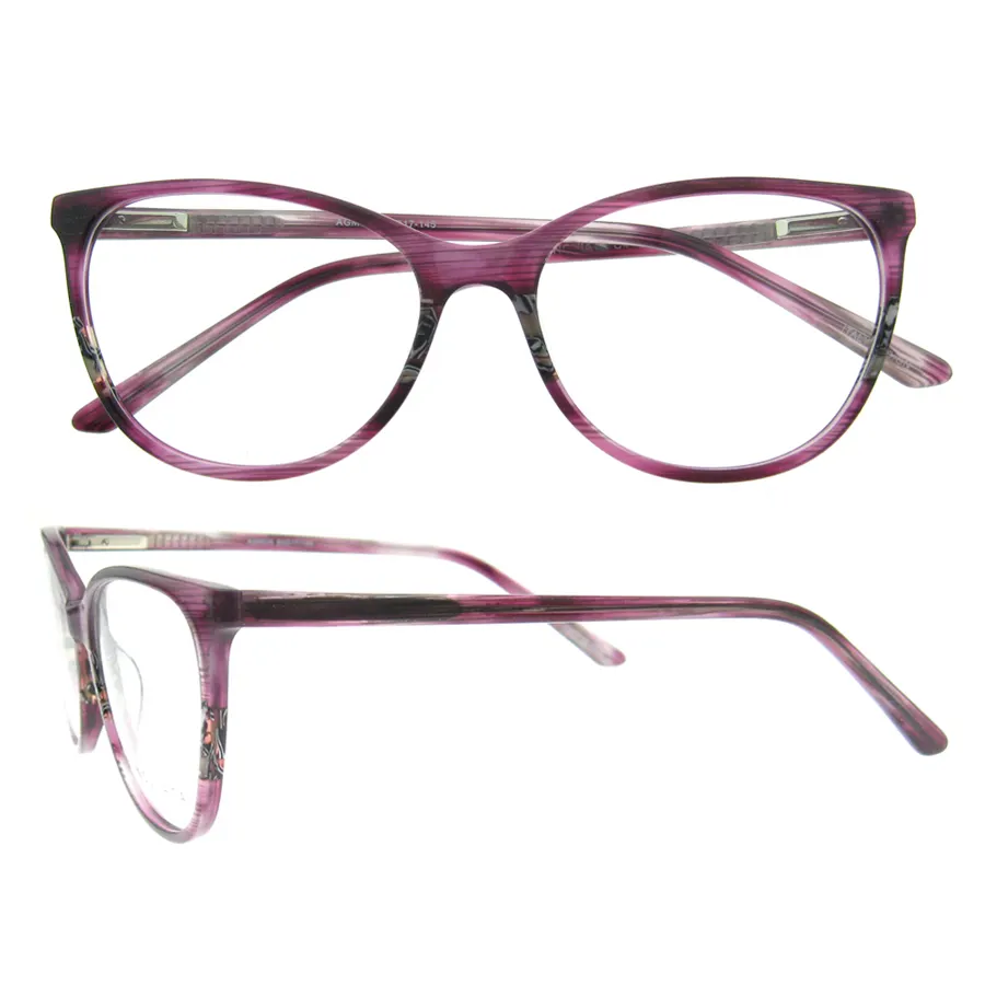 Großhandel Vintage Damen-Optischen Rahmen Optik Übergröße Katzenauge Acetat-Brille Blumenmuster Schau-Rahmen