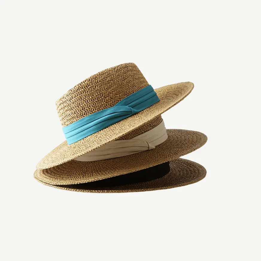 Sombreros de paja para mujer, Cubo de césped Natural para el sol, personalizado, plegable, personalizado, OEM, de lujo, para verano, venta al por mayor