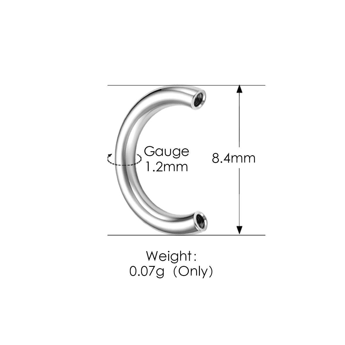 Silver-1.2*8.4mm