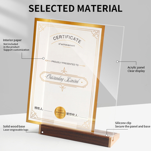Bán buôn tùy chỉnh xách tay A4/A5/A6 rõ ràng Acrylic Máy tính để bàn hình chữ L rắn menu gỗ hiển thị dấu hiệu chủ danh dự giấy chứng nhận - Product Image 3
