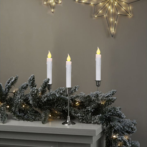 CVHOMEDECO. Flickering Taper Candles <strong>LED</strong> Drip Flameless Candles, Battery Operated with <strong>Timer</strong>, White, 6-3/<strong>4</strong> Inch, Set of 6 - Product Image 3