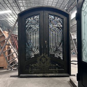 Modern Screen Main <strong>Entry</strong> Rod House Storm Security Black Single Double Modern Wrought <strong>Cost</strong> Iron Front Doors - Product Image 6