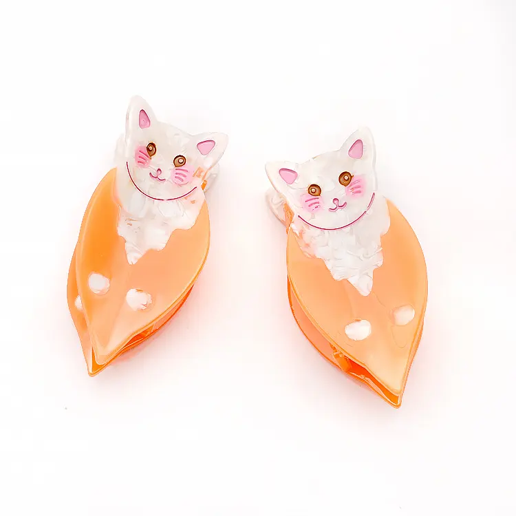 CANYUAN Custom acetate vegetable style animal hair clips lovely daily home carrot cat hair claw clips for girls wholesale