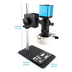 Cámara de microscopio monocular 130X Lente de zoom Anillo de luz LED Soporte de base pequeña Reparación de placa base de computadora de teléfono celular - Product Image 2