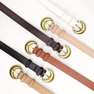 Cintos De Fivela De Lua De Ouro Para As Mulheres Senhoras Cintos Skinny Fivela De Pin Para Jeans Vestidos Cintura De Couro Falso Cintos