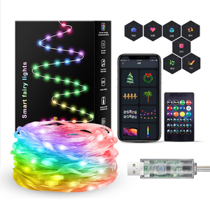 50 100 150 <span class=keywords><strong>LED</strong></span> DIY vacaciones interior Navidad USB cadena de luces RGB Magic APP Control remoto inteligente música <span class=keywords><strong>LED</strong></span> cadena de luces - Product Image 1