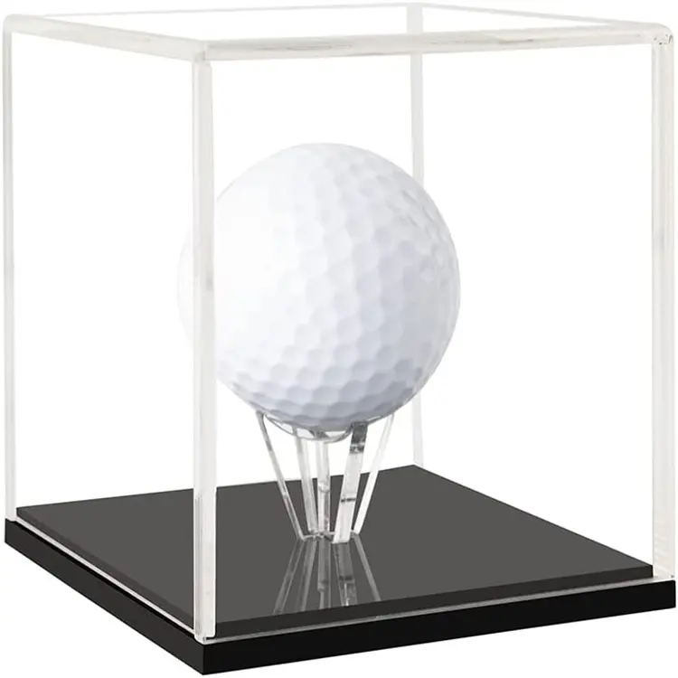 Kotak Kotak Akrilik Bening Pemegang Kubus Berdiri Display Bola Golf Kabinet Terlindung Penutup Penyimpanan Rak Golf